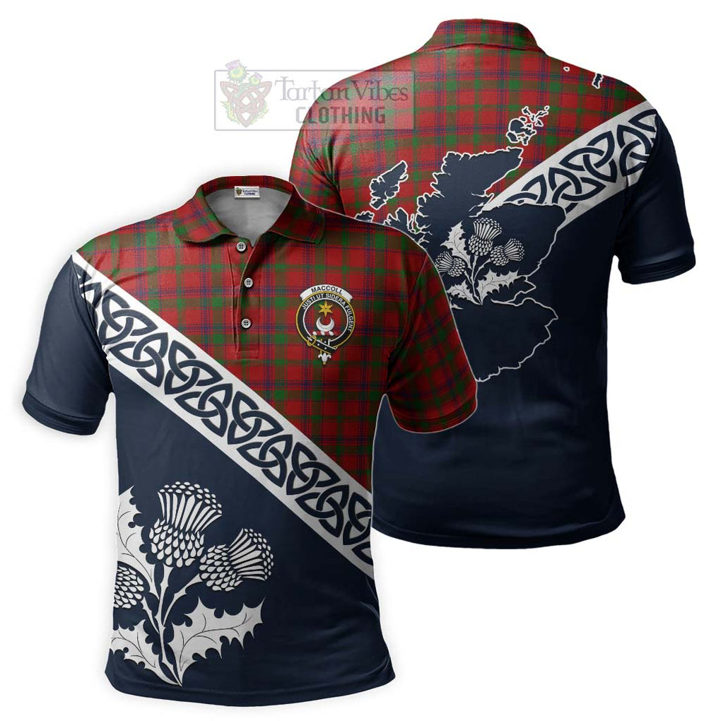 MacColl (McColl) Tartan Polo Shirt Featuring Thistle and Scotland Map Kid - Tartanvibesclothing Store