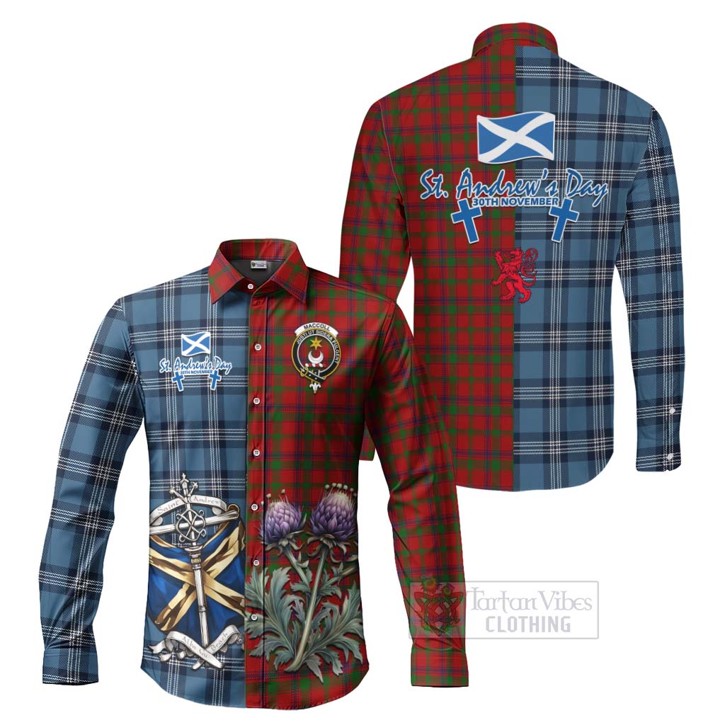 MacColl (McColl) Tartan Long Sleeve Button Shirt Happy St. Andrew's Day Half Tartan Style Men's Shirt S - Tartan Vibes Clothing