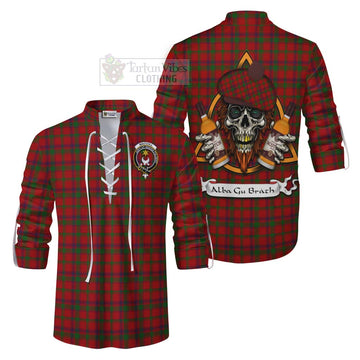 MacColl (McColl) Tartan Ghillie Kilt Shirt with Family Crest and Bearded Skull Holding Bottles of Whiskey Men - Tartan Vibes Clothing