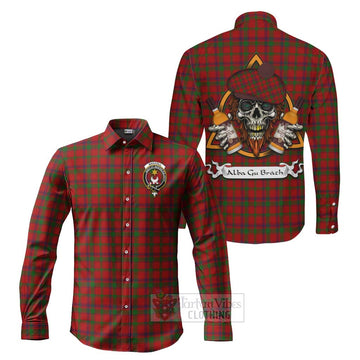 MacColl (McColl) Tartan Long Sleeve Button Shirt with Family Crest and Bearded Skull Holding Bottles of Whiskey Men's Shirt S - Tartan Vibes Clothing
