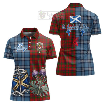 MacColl (McColl) Tartan Women's Polo Shirt Happy St. Andrew's Day Half Tartan Style Women - Tartan Vibes Clothing