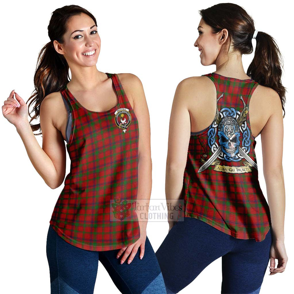 MacColl (McColl) Tartan Women's Racerback Tanks with Family Crest Celtic Skull Style 4XL - Tartan Vibes Clothing
