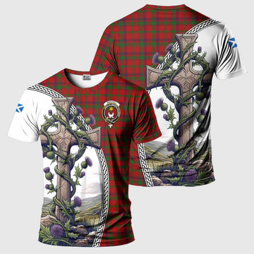 MacColl (McColl) Tartan T-Shirt with Family Crest and St. Andrew's Cross Accented by Thistle Vines Kid's Shirt - Tartan Vibes Clothing
