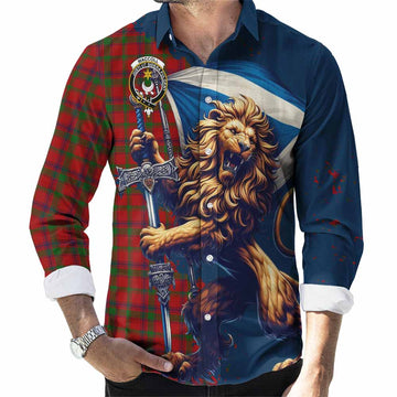 MacColl (McColl) Tartan Family Crest Long Sleeve Button Shirt with Scottish Majestic Lion Men's Shirt S - Tartan Vibes Clothing