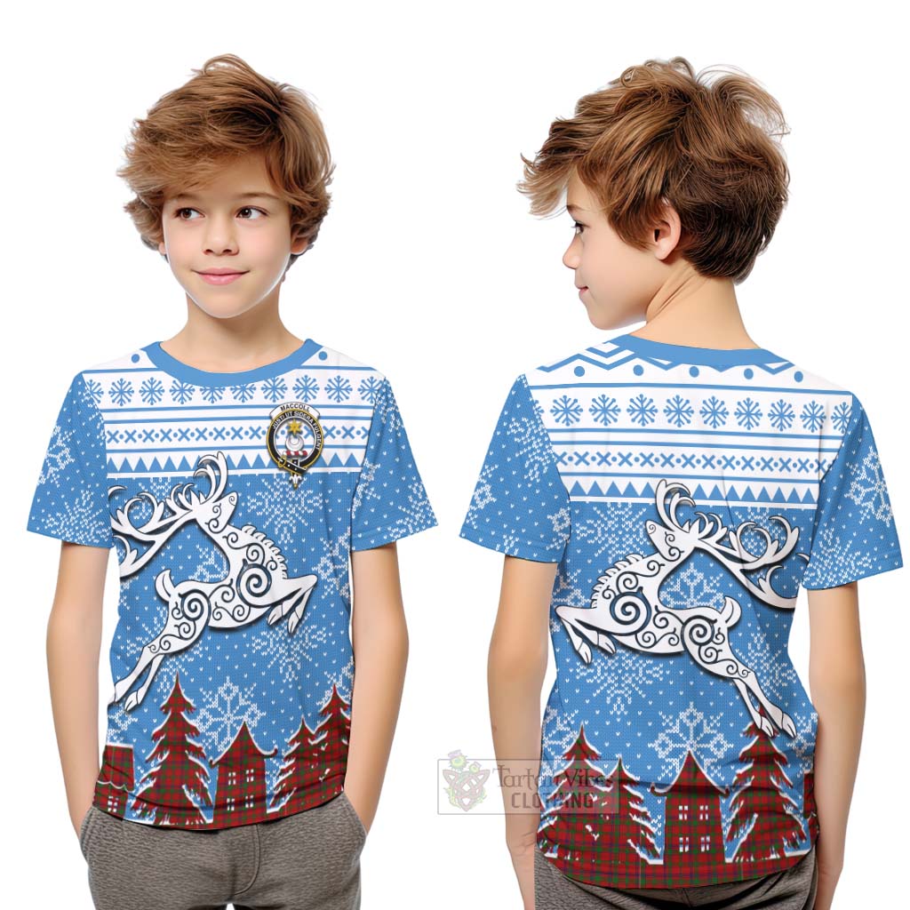 MacColl (McColl) Clan Christmas Kid T-Shirt Celtic Reindeer Style Youth XL Size14 - Tartan Vibes Clothing