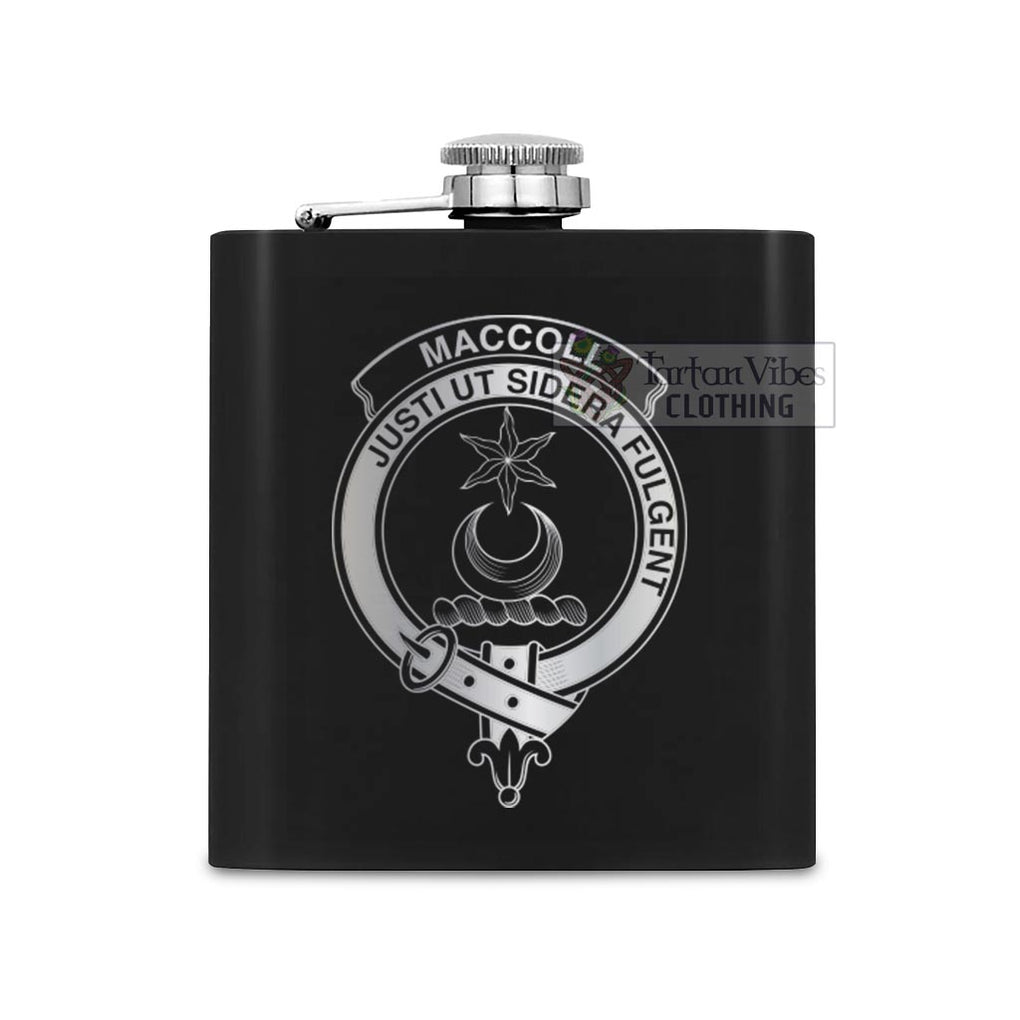 MacColl (McColl) Crest Hip Flask Set 7oz Black Stainless Steel with A Gift Box One Size 7oz - 2D-tartanvibesclothing