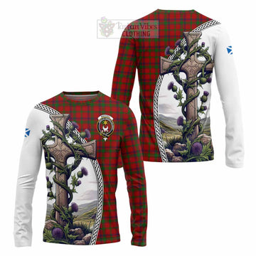 MacColl (McColl) Tartan Long Sleeve T-Shirt with Family Crest and St. Andrew's Cross Accented by Thistle Vines Unisex - Tartan Vibes Clothing