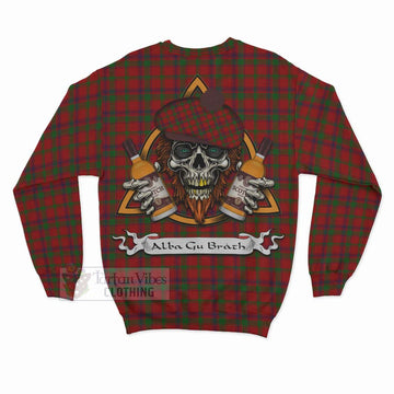 MacColl (McColl) Tartan Sweatshirt with Family Crest and Bearded Skull Holding Bottles of Whiskey - Tartan Vibes Clothing