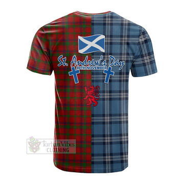 MacColl (McColl) Tartan Cotton T-shirt Happy St. Andrew's Day Half Tartan Style - Tartan Vibes Clothing