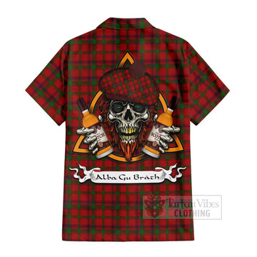 MacColl (McColl) Tartan Hawaiian Shirt with Family Crest and Bearded Skull Holding Bottles of Whiskey - Tartan Vibes Clothing