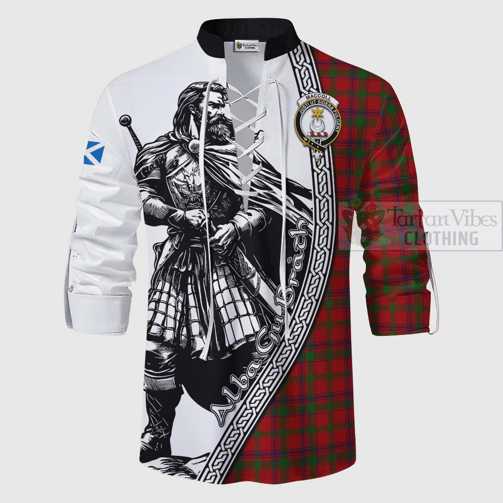 MacColl (McColl) Tartan Clan Crest Ghillie Kilt Shirt with Highlander Warrior Celtic Style - Tartan Vibes Clothing