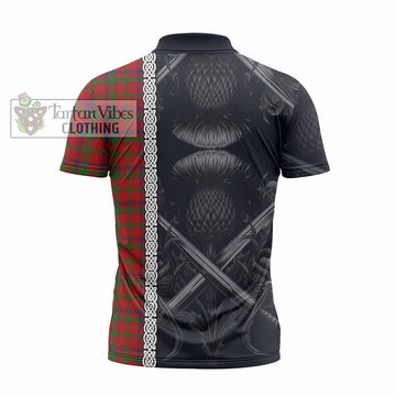 MacColl (McColl) Tartan Zipper Polo Shirt with Family Crest Cross Sword Thistle Celtic Vibes - Tartan Vibes Clothing