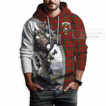 MacColl (McColl) Tartan Hoodie with Family Crest and St. Andrew's Cross Accented by Thistle Vines - Tartan Vibes Clothing