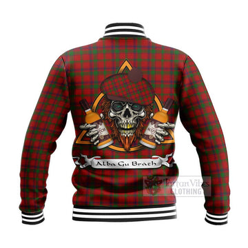 MacColl (McColl) Tartan Baseball Jacket with Family Crest and Bearded Skull Holding Bottles of Whiskey - Tartan Vibes Clothing