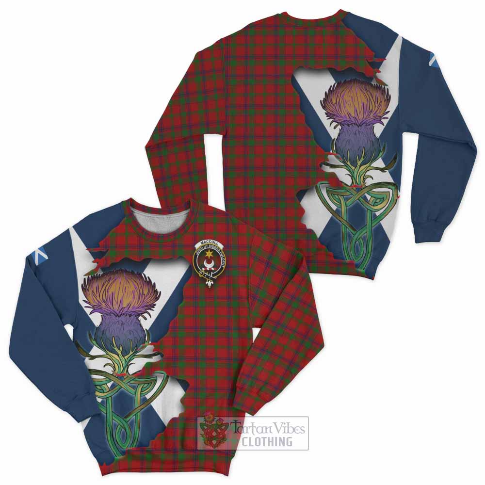 Tartan Vibes Clothing MacColl (McColl) Tartan Family Crest Sweatshirt Scottish Thistle Celtic Inspired