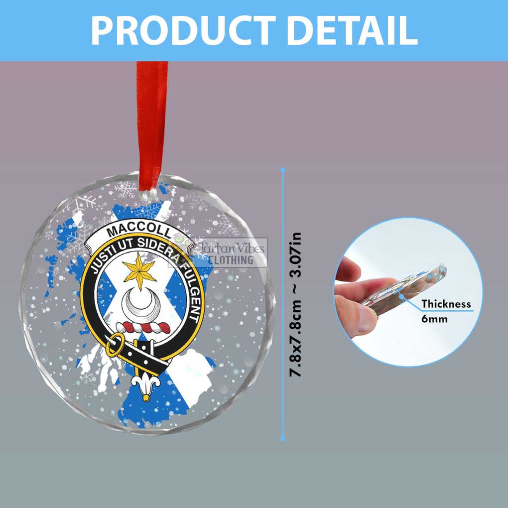MacColl (McColl) Clan Crest Christmas Glass Ornament with Scotland Map - 2D-tartanvibesclothing