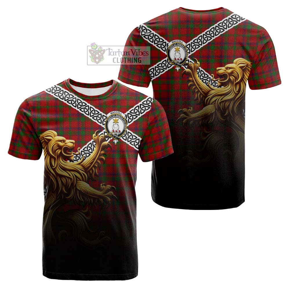 MacColl (McColl) Crest Tartan Cotton T-shirt with Golden Lion Emblem Celtic Style - Tartan Vibes Clothing