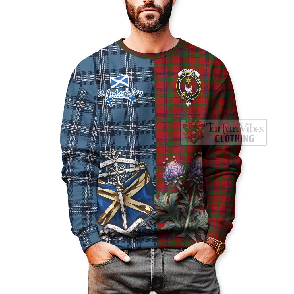 MacColl (McColl) Tartan Sweatshirt Happy St. Andrew's Day Half Tartan Style - Tartan Vibes Clothing