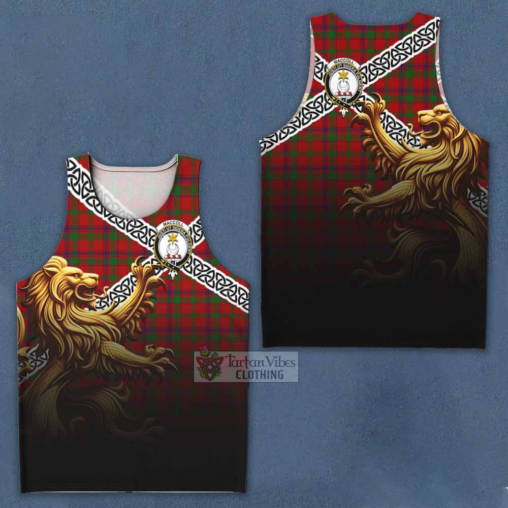 MacColl (McColl) Crest Tartan Men's Tank Top with Golden Lion Emblem Celtic Style - Tartan Vibes Clothing