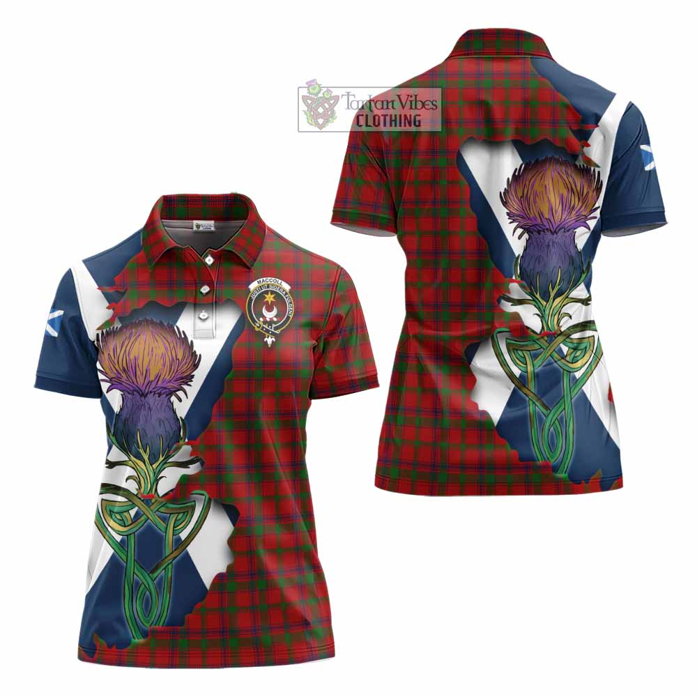 Tartan Vibes Clothing MacColl (McColl) Tartan Family Crest Women's Polo Shirt Scottish Thistle Celtic Inspired