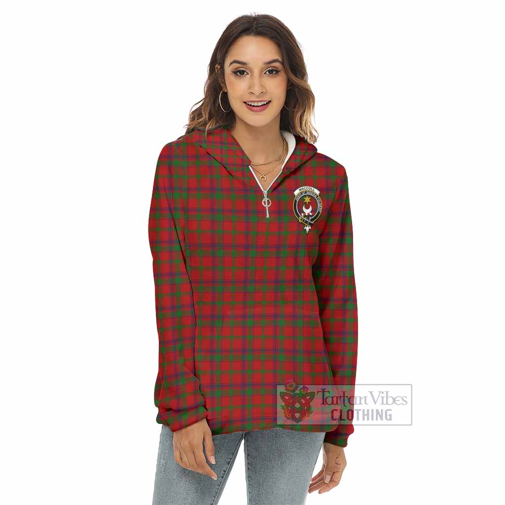 MacColl (McColl) Tartan Women's Borg Fleece Hoodie with Half Zip with Family Crest - Tartan Vibes Clothing