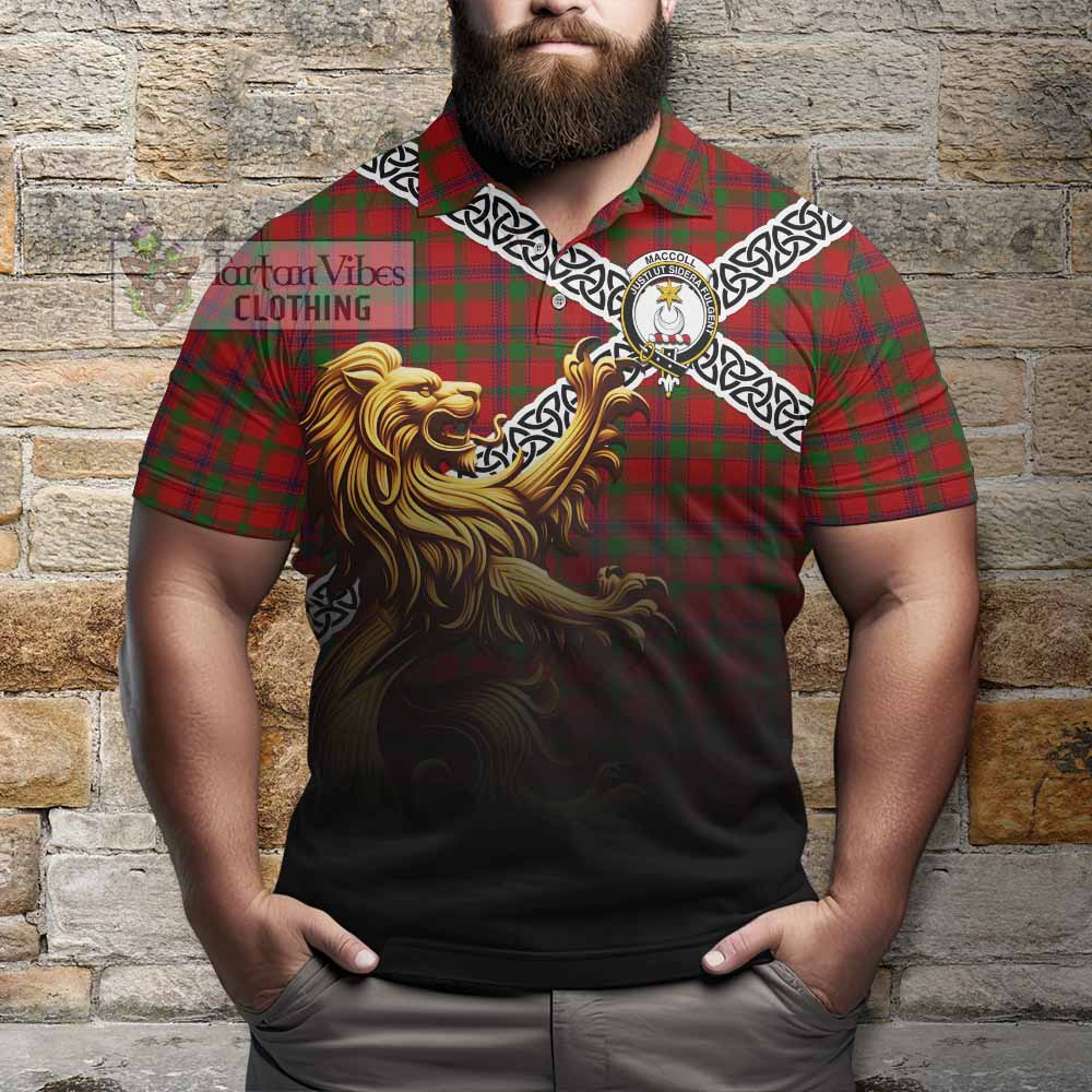 MacColl (McColl) Crest Tartan Polo Shirt with Golden Lion Emblem Celtic Style - Tartan Vibes Clothing