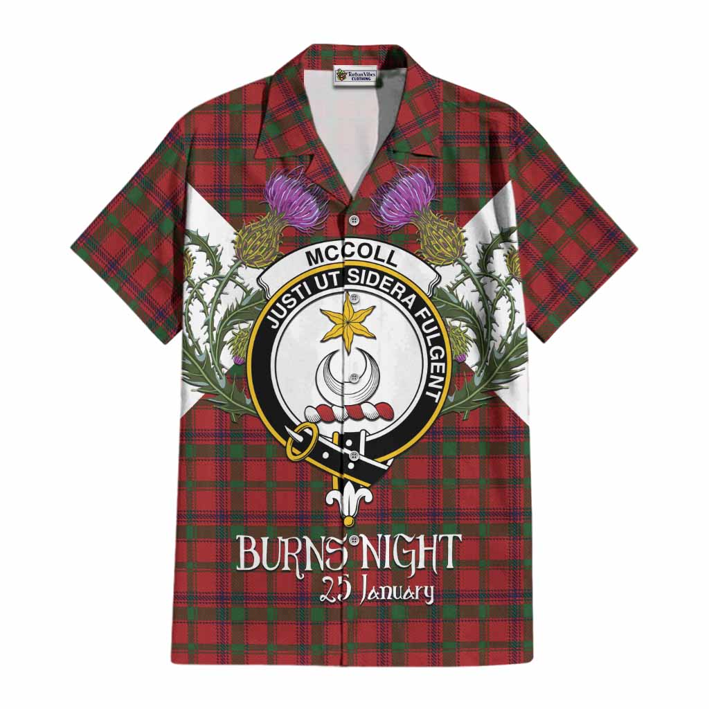 MacColl (McColl) Tartan Family Crest Cotton Hawaiian Shirt Scottish Burns Night Thistle Floral