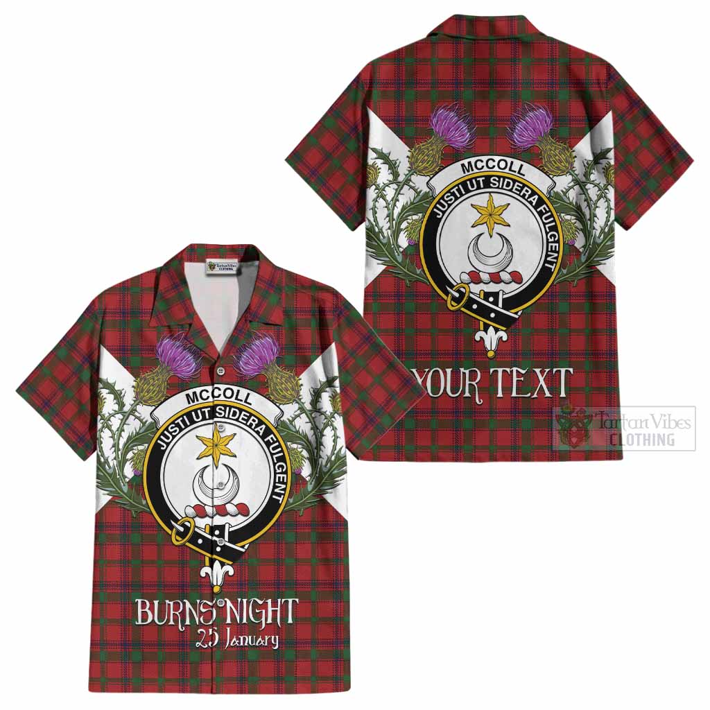 MacColl (McColl) Tartan Family Crest Cotton Hawaiian Shirt Scottish Burns Night Thistle Floral