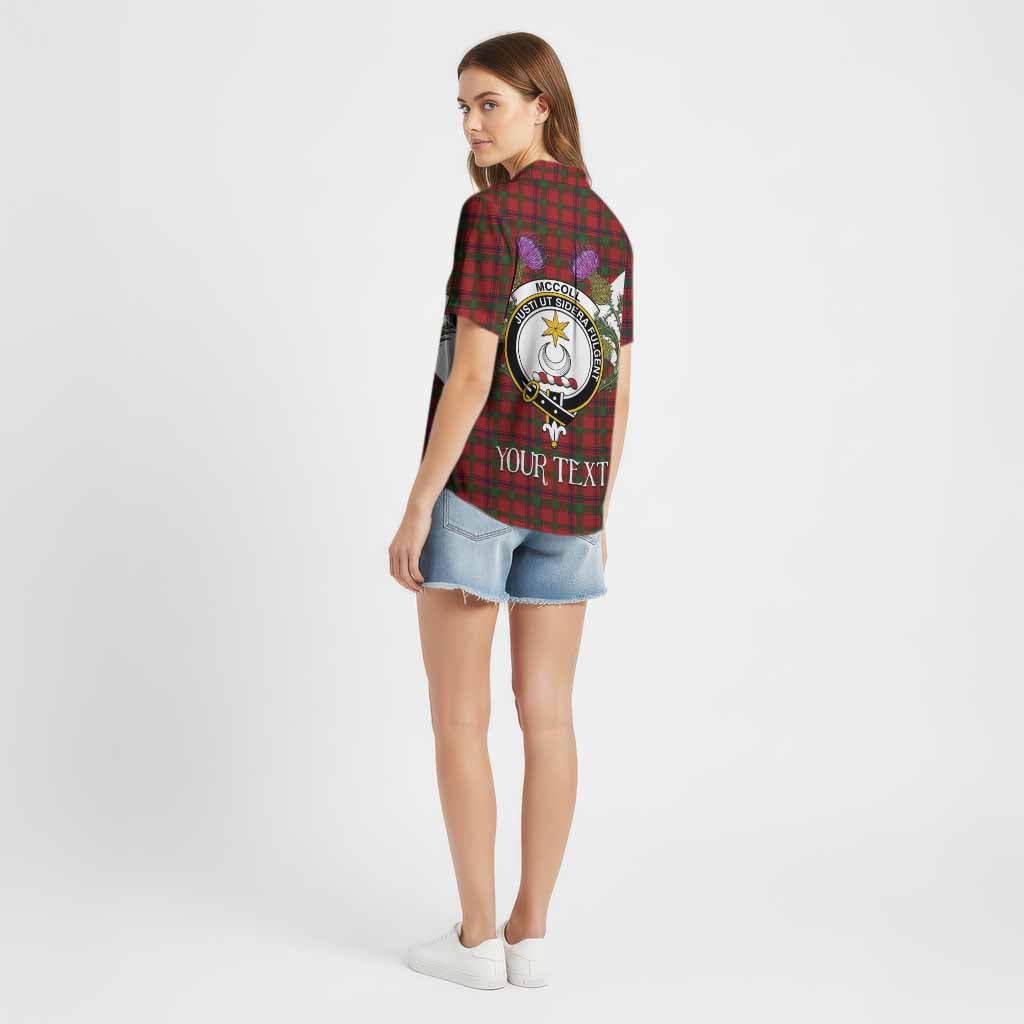 MacColl (McColl) Tartan Family Crest Cotton Hawaiian Shirt Scottish Burns Night Thistle Floral