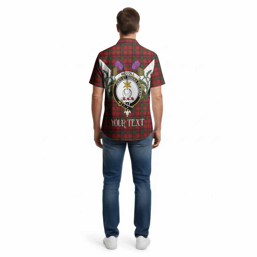 MacColl (McColl) Tartan Family Crest Cotton Hawaiian Shirt Scottish Burns Night Thistle Floral