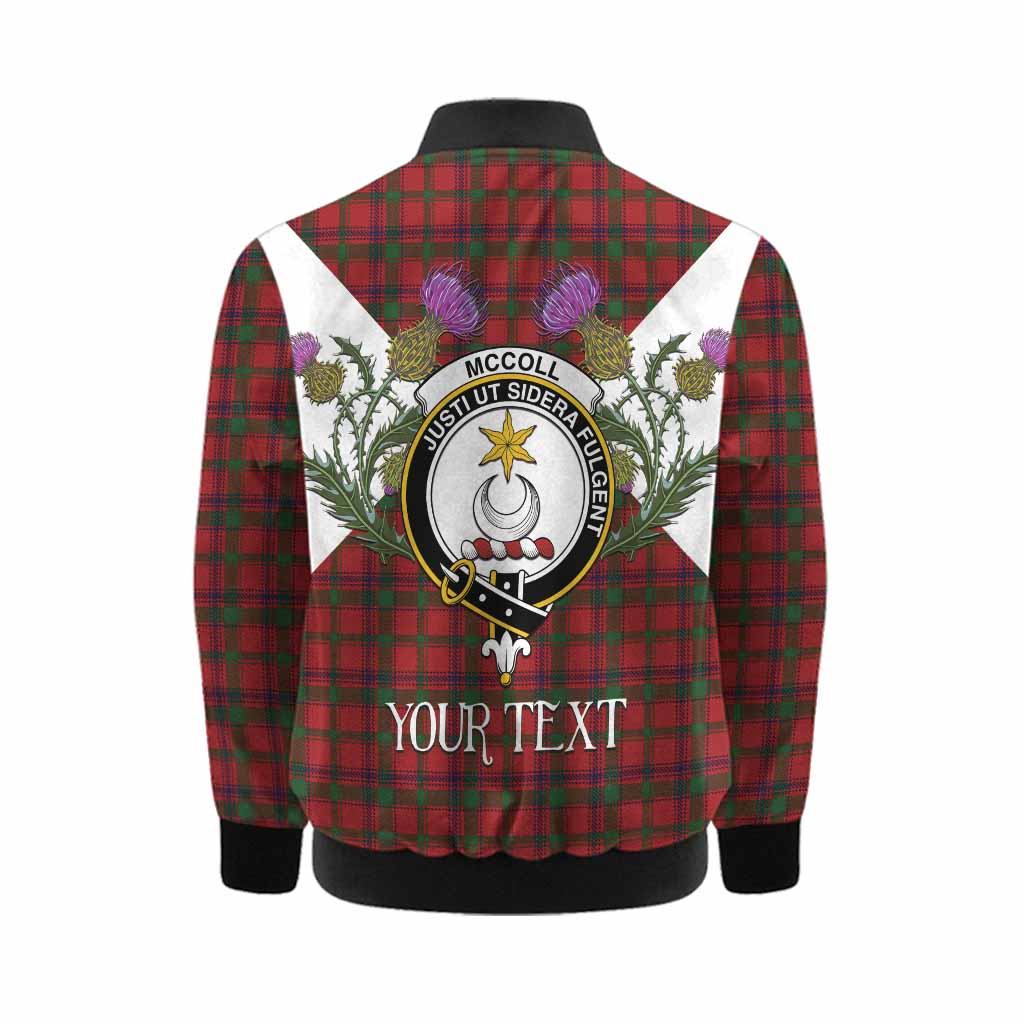 MacColl (McColl) Tartan Family Crest Kid Bomber Jacket Scottish Burns Night Thistle Floral