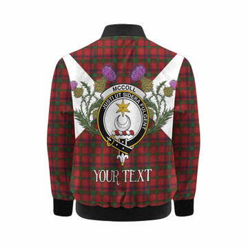 MacColl (McColl) Tartan Family Crest Kid Bomber Jacket Scottish Burns Night Thistle Floral