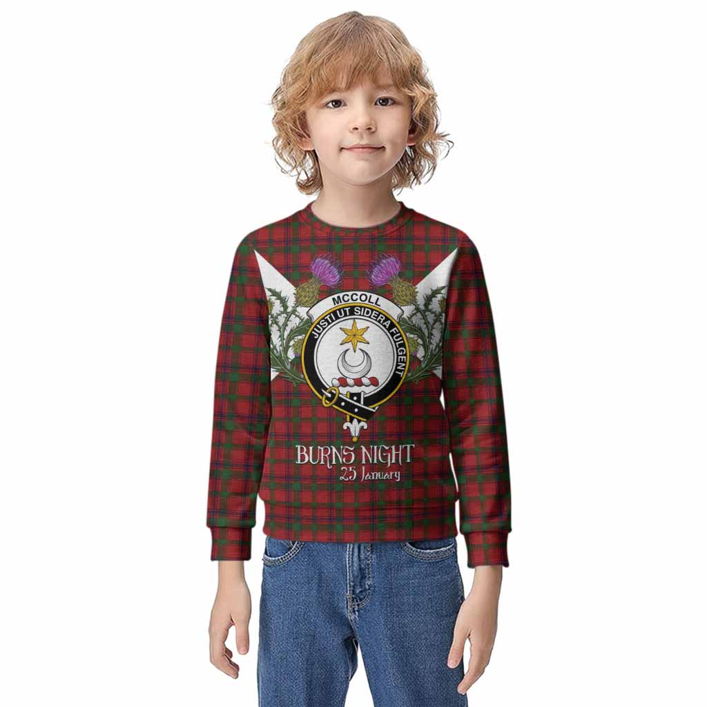 MacColl (McColl) Tartan Family Crest Kid Knitted Sweatshirt Scottish Burns Night Thistle Floral