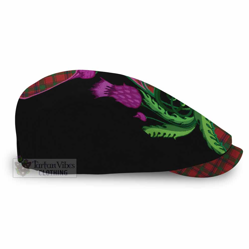 MacColl (McColl) Tartan Flat Cap, Jeff Cap Traditional Scottish Thistle