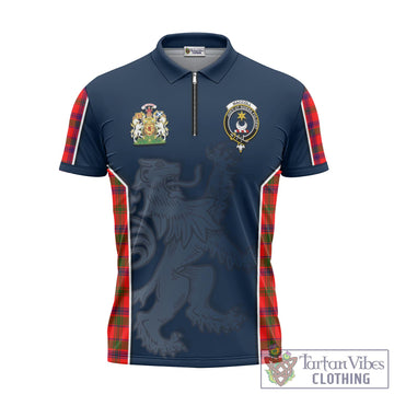 MacColl Modern Tartan Zipper Polo Shirt with Family Crest and Lion Rampant Vibes Sport Style