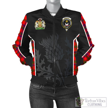 MacColl Modern Tartan Bomber Jacket with Family Crest and Scottish Thistle Vibes Sport Style