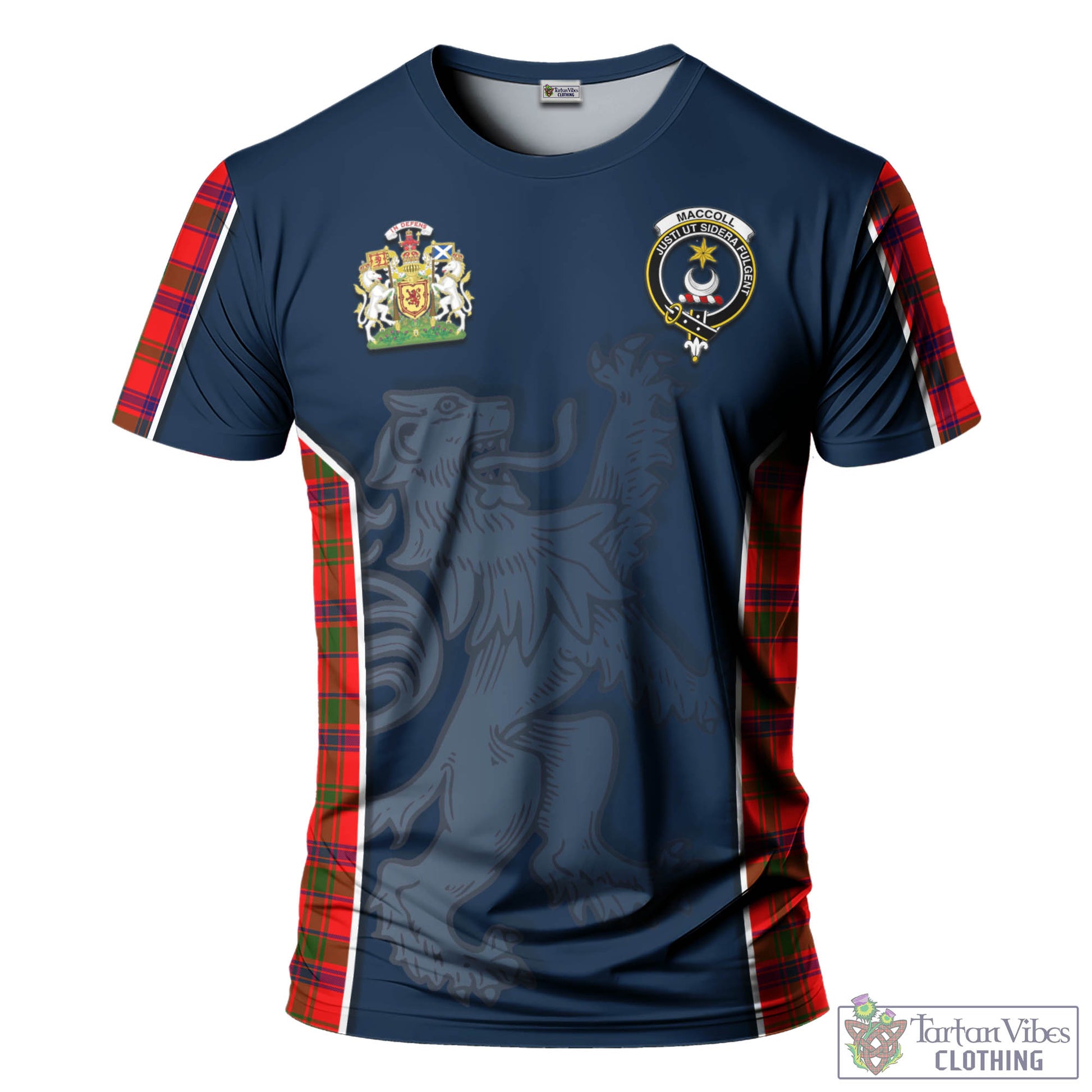 Tartan Vibes Clothing MacColl Modern Tartan T-Shirt with Family Crest and Lion Rampant Vibes Sport Style