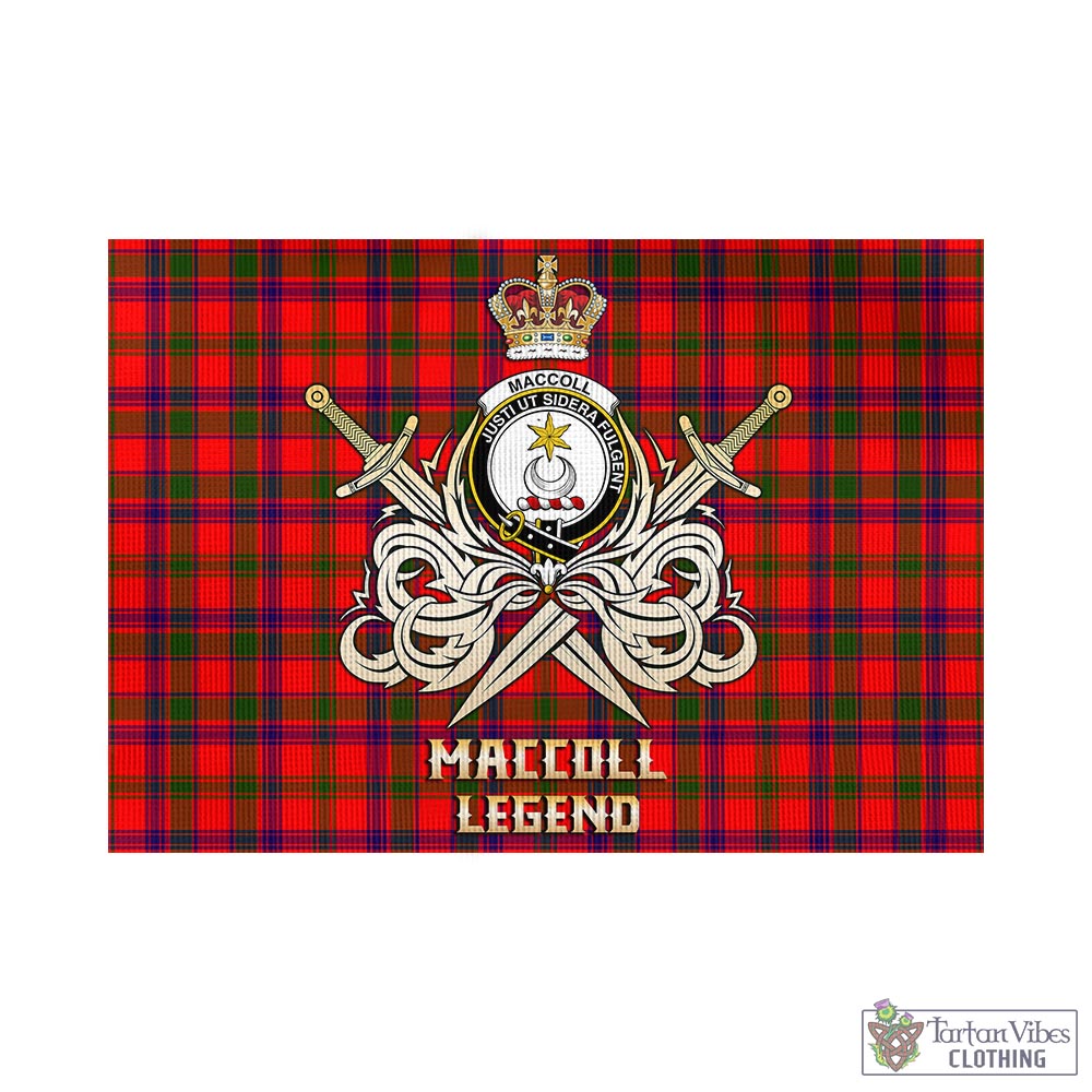 Tartan Vibes Clothing MacColl Modern Tartan Flag with Clan Crest and the Golden Sword of Courageous Legacy