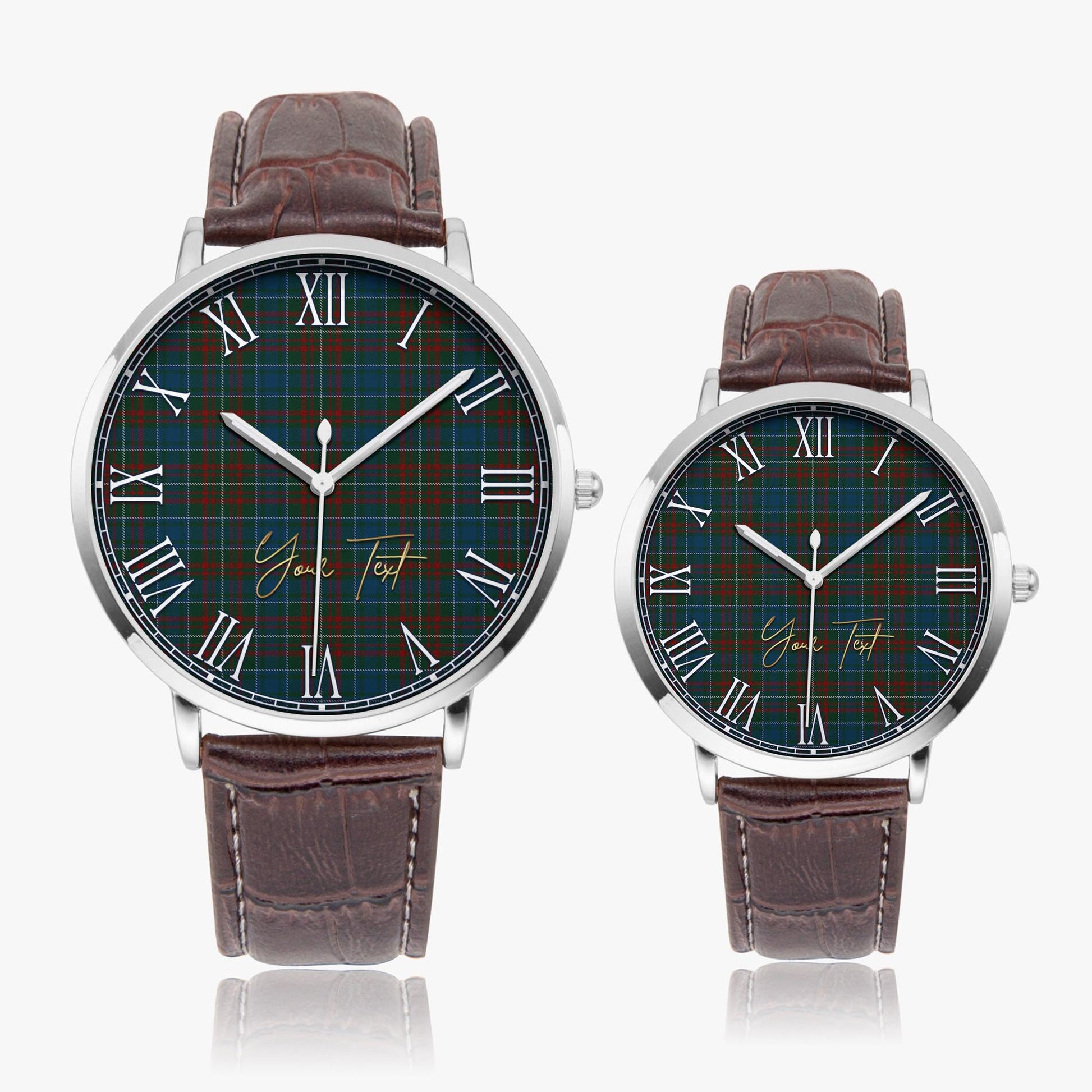 MacConnell (McConnell) Tartan Personalized Your Text Leather Trap Quartz Watch - Tartan Vibes Clothing