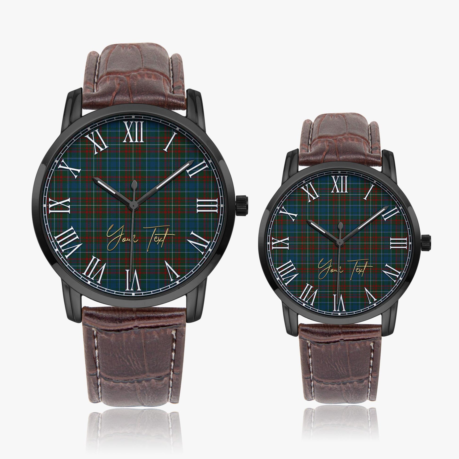 MacConnell (McConnell) Tartan Personalized Your Text Leather Trap Quartz Watch - Tartan Vibes Clothing