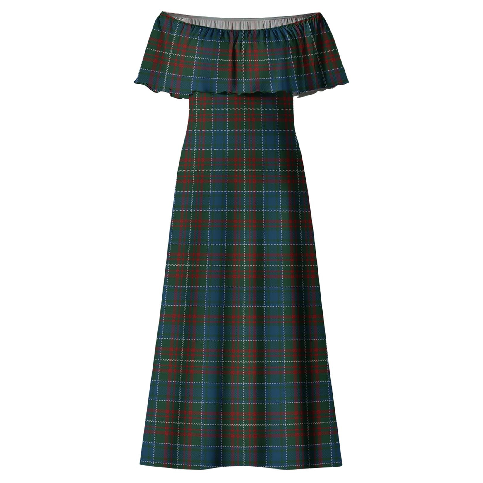 MacConnell Tartan Off Shoulder Long Dress - Tartanvibesclothing