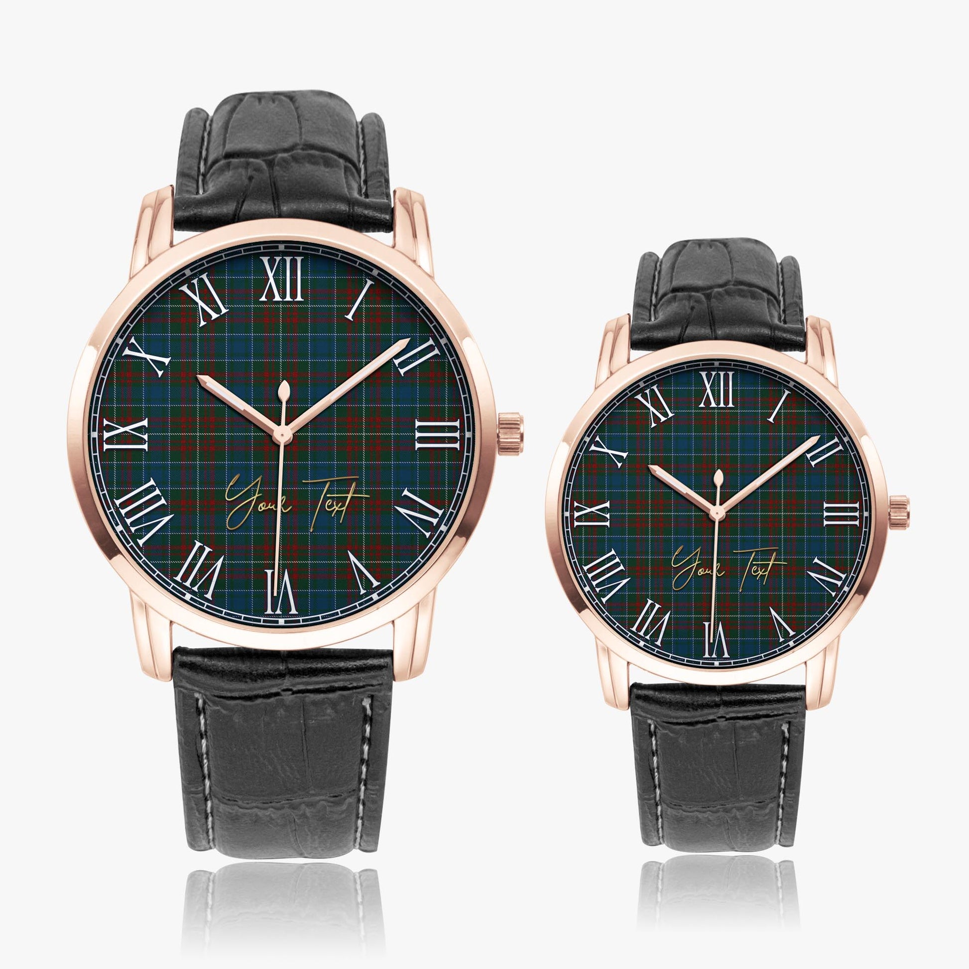 MacConnell (McConnell) Tartan Personalized Your Text Leather Trap Quartz Watch - Tartan Vibes Clothing