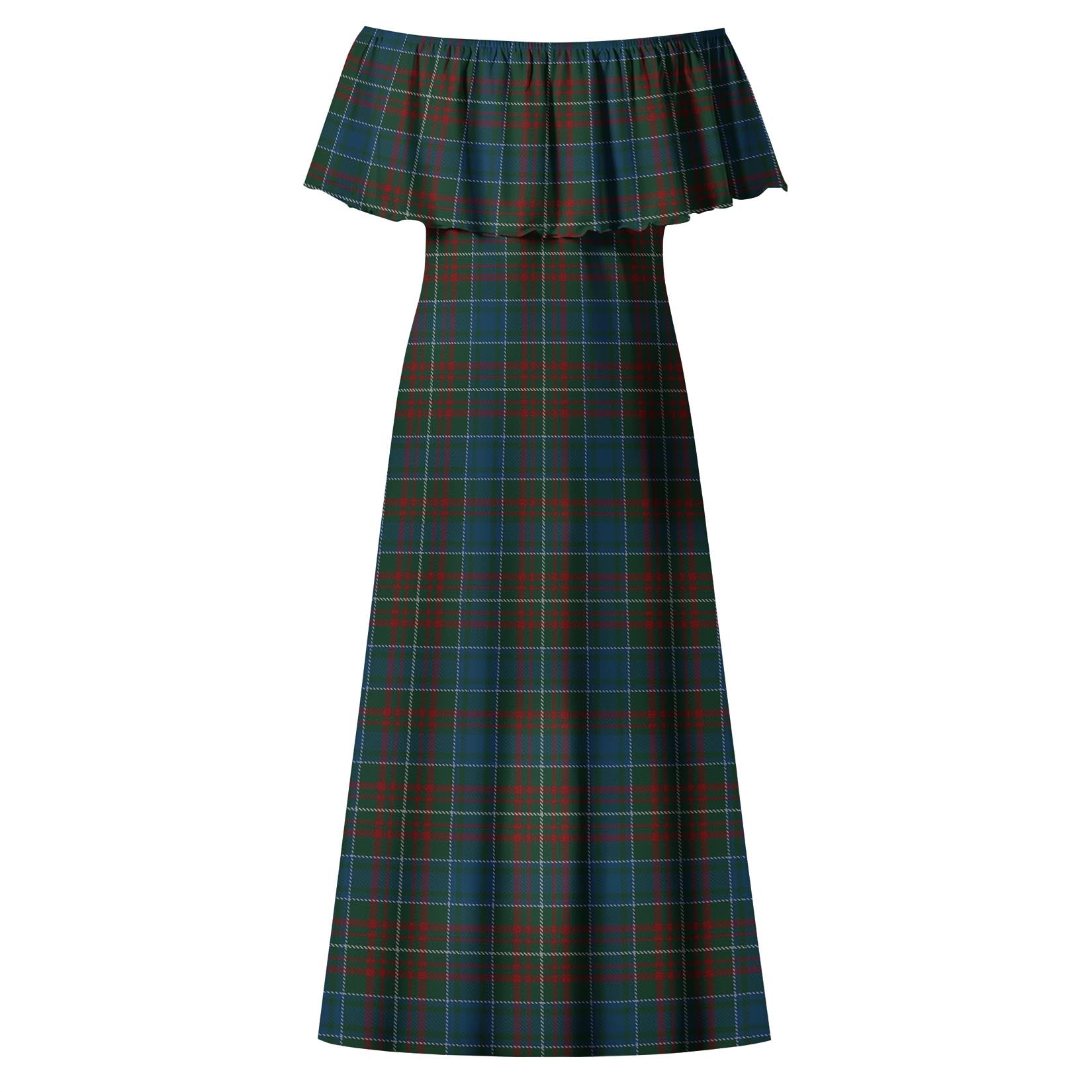 MacConnell Tartan Off Shoulder Long Dress - Tartanvibesclothing