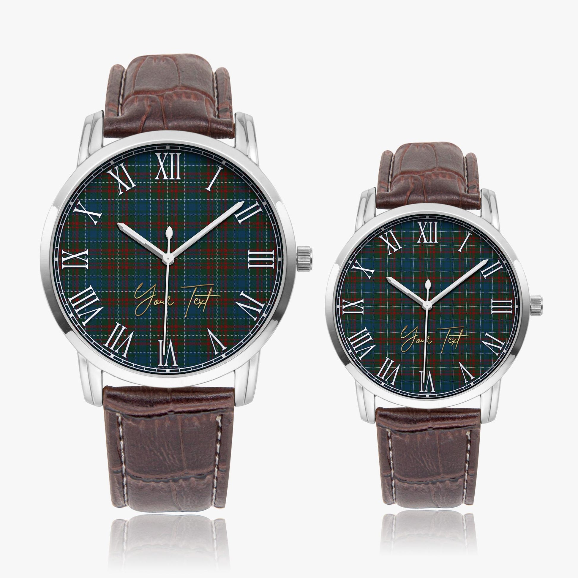 MacConnell (McConnell) Tartan Personalized Your Text Leather Trap Quartz Watch - Tartan Vibes Clothing