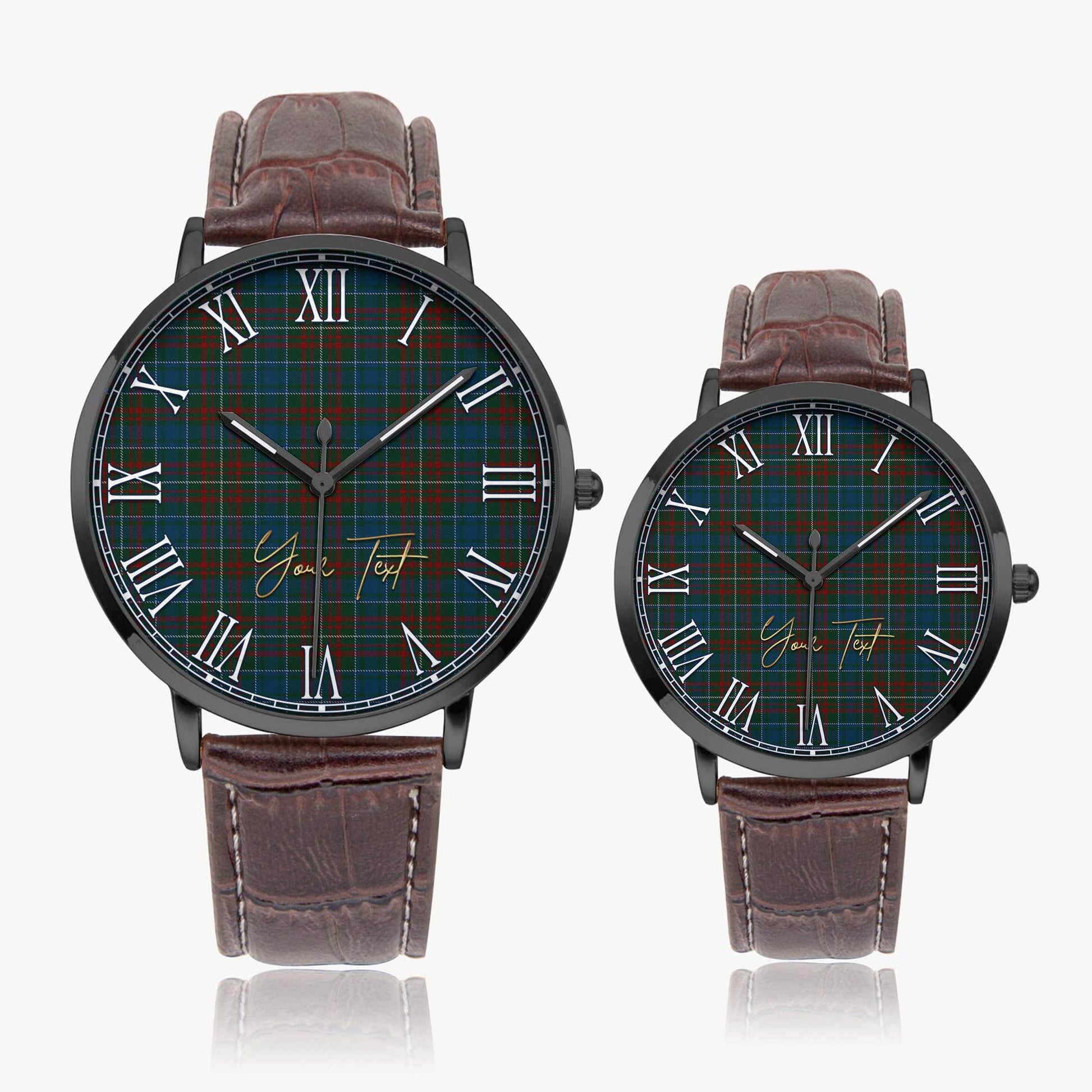 MacConnell (McConnell) Tartan Personalized Your Text Leather Trap Quartz Watch - Tartan Vibes Clothing