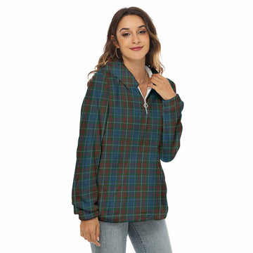Tartan Vibes Clothing MacConnell (McConnell) Tartan Women's Borg  Half Zip Fleece Hoodie