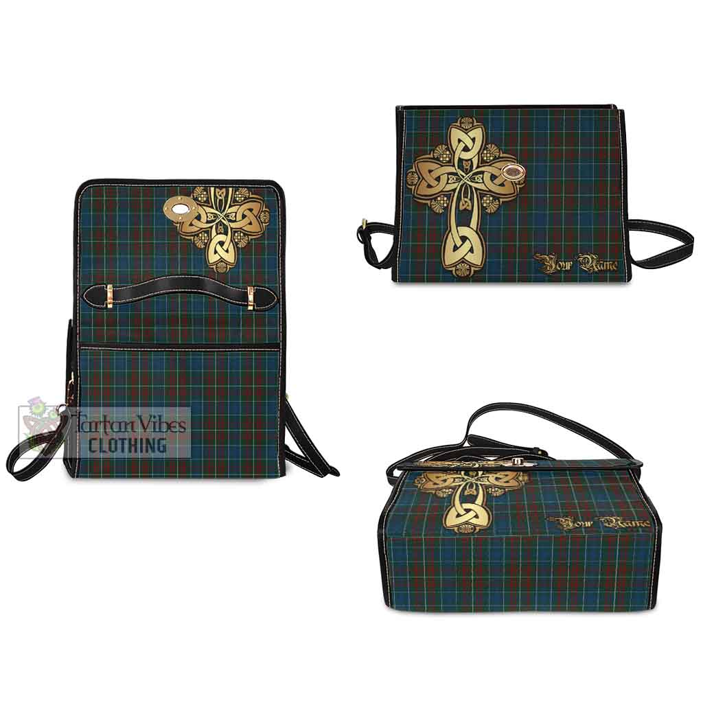 Tartan Vibes Clothing MacConnell (McConnell) Tartan Waterproof Canvas Bag Golden Thistle Celtic Cross Style