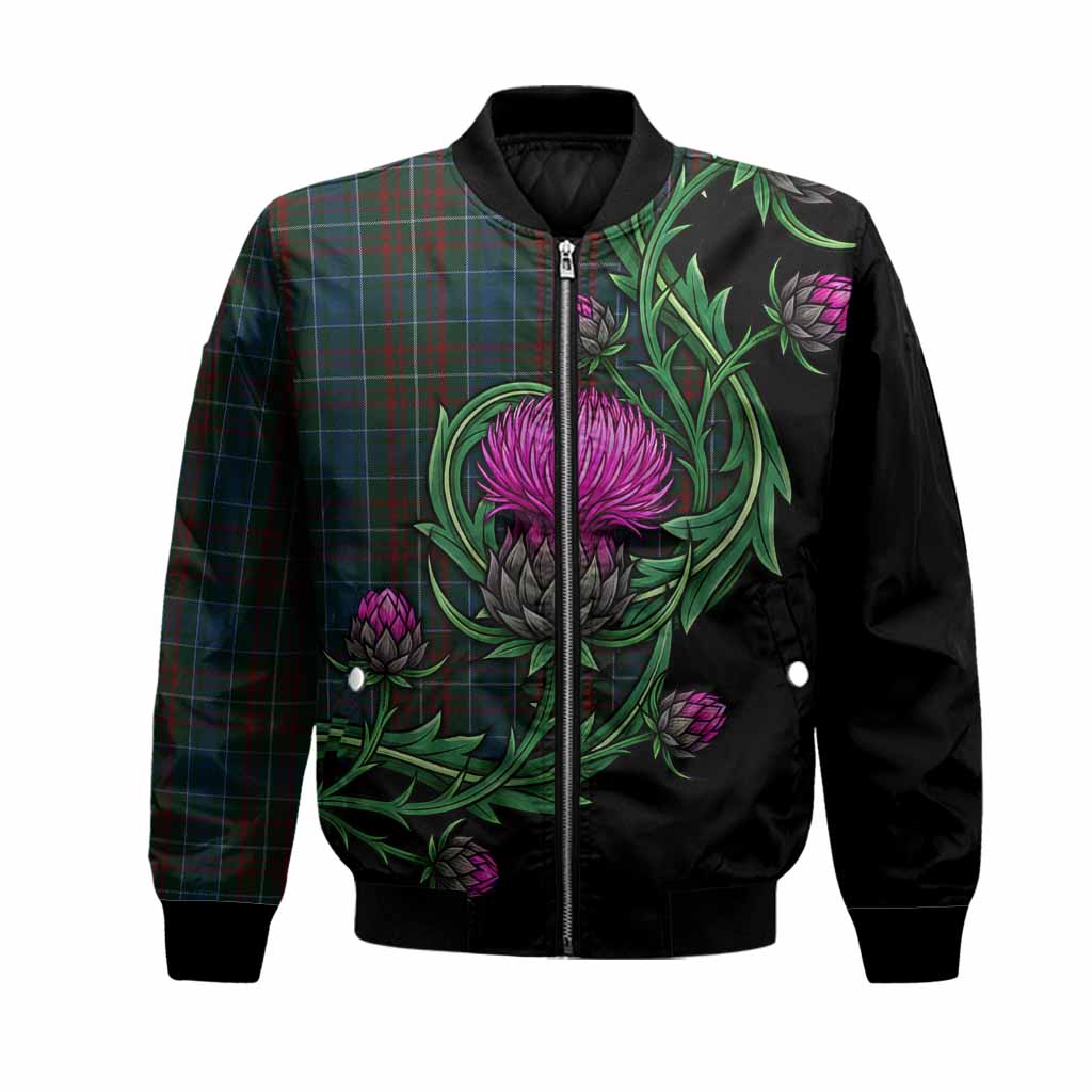 MacConnell (McConnell) Tartan Bomber Jacket Resilient Scottish Thistle Unisex Black - Tartan Vibes Clothing