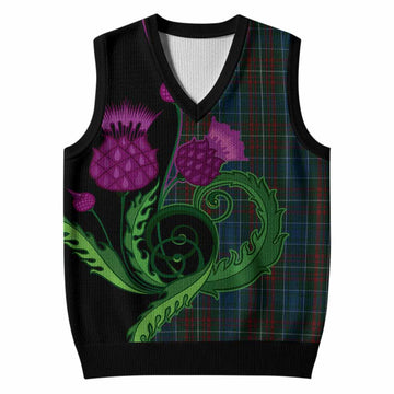 MacConnell (McConnell) Tartan Knitted V-Neck Vest Traditional Scottish Thistle
