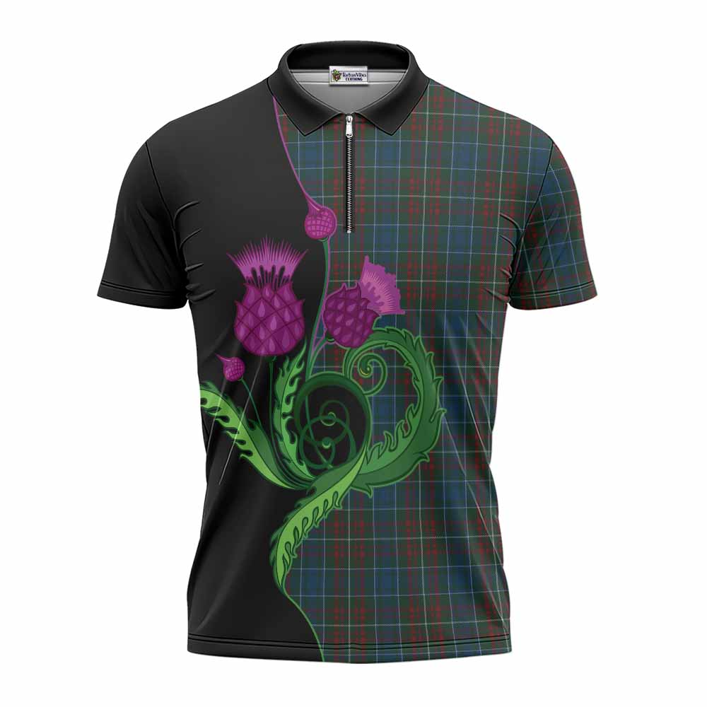 MacConnell (McConnell) Tartan Zipper Polo Shirt Traditional Scottish Thistle